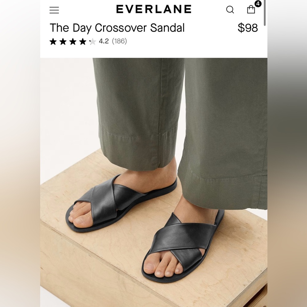 Everlane Black Crossover Sandals